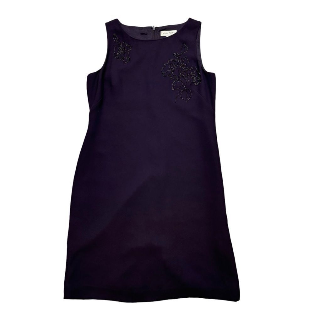 Brand new with Tags Casual Corner Brand Deep Purple Dress with Bead Detail 12